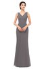 ColsBM Regina Ridge Grey Bridesmaid Dresses Mature V-neck Sleeveless Buttons Zip up Floor Length