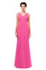 ColsBM Regina Rose Pink Bridesmaid Dresses Mature V-neck Sleeveless Buttons Zip up Floor Length