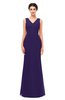 ColsBM Regina Royal Purple Bridesmaid Dresses Mature V-neck Sleeveless Buttons Zip up Floor Length