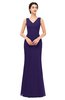 ColsBM Regina Royal Purple Bridesmaid Dresses Mature V-neck Sleeveless Buttons Zip up Floor Length