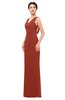 ColsBM Regina Rust Bridesmaid Dresses Mature V-neck Sleeveless Buttons Zip up Floor Length