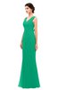 ColsBM Regina Sea Green Bridesmaid Dresses Mature V-neck Sleeveless Buttons Zip up Floor Length