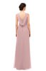 ColsBM Regina Silver Pink Bridesmaid Dresses Mature V-neck Sleeveless Buttons Zip up Floor Length
