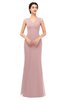 ColsBM Regina Silver Pink Bridesmaid Dresses Mature V-neck Sleeveless Buttons Zip up Floor Length