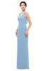 ColsBM Regina Sky Blue Bridesmaid Dresses Mature V-neck Sleeveless Buttons Zip up Floor Length
