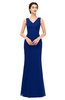 ColsBM Regina Sodalite Blue Bridesmaid Dresses Mature V-neck Sleeveless Buttons Zip up Floor Length