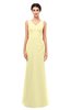 ColsBM Regina Soft Yellow Bridesmaid Dresses Mature V-neck Sleeveless Buttons Zip up Floor Length