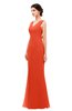ColsBM Regina Tangerine Tango Bridesmaid Dresses Mature V-neck Sleeveless Buttons Zip up Floor Length