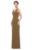 ColsBM Regina Truffle Bridesmaid Dresses Mature V-neck Sleeveless Buttons Zip up Floor Length