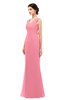 ColsBM Regina Watermelon Bridesmaid Dresses Mature V-neck Sleeveless Buttons Zip up Floor Length
