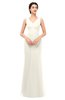 ColsBM Regina Whisper White Bridesmaid Dresses Mature V-neck Sleeveless Buttons Zip up Floor Length
