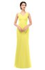 ColsBM Regina Yellow Iris Bridesmaid Dresses Mature V-neck Sleeveless Buttons Zip up Floor Length