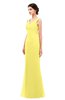 ColsBM Regina Yellow Iris Bridesmaid Dresses Mature V-neck Sleeveless Buttons Zip up Floor Length