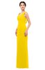 ColsBM Regina Yellow Bridesmaid Dresses Mature V-neck Sleeveless Buttons Zip up Floor Length