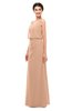 ColsBM Sasha Almost Apricot Bridesmaid Dresses Column Simple Floor Length Sleeveless Zip up V-neck