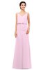 ColsBM Sasha Baby Pink Bridesmaid Dresses Column Simple Floor Length Sleeveless Zip up V-neck