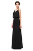 ColsBM Sasha Black Bridesmaid Dresses Column Simple Floor Length Sleeveless Zip up V-neck