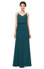 ColsBM Sasha Blue Green Bridesmaid Dresses Column Simple Floor Length Sleeveless Zip up V-neck