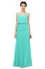 ColsBM Sasha Blue Turquoise Bridesmaid Dresses Column Simple Floor Length Sleeveless Zip up V-neck