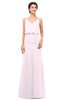 ColsBM Sasha Blush Bridesmaid Dresses Column Simple Floor Length Sleeveless Zip up V-neck