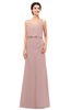 ColsBM Sasha Bridal Rose Bridesmaid Dresses Column Simple Floor Length Sleeveless Zip up V-neck