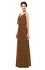 ColsBM Sasha Brown Bridesmaid Dresses Column Simple Floor Length Sleeveless Zip up V-neck
