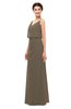 ColsBM Sasha Carafe Brown Bridesmaid Dresses Column Simple Floor Length Sleeveless Zip up V-neck