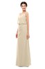 ColsBM Sasha Champagne Bridesmaid Dresses Column Simple Floor Length Sleeveless Zip up V-neck