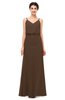 ColsBM Sasha Chocolate Brown Bridesmaid Dresses Column Simple Floor Length Sleeveless Zip up V-neck