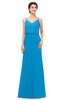 ColsBM Sasha Cornflower Blue Bridesmaid Dresses Column Simple Floor Length Sleeveless Zip up V-neck