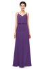 ColsBM Sasha Dark Purple Bridesmaid Dresses Column Simple Floor Length Sleeveless Zip up V-neck