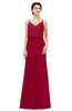 ColsBM Sasha Dark Red Bridesmaid Dresses Column Simple Floor Length Sleeveless Zip up V-neck