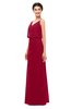 ColsBM Sasha Dark Red Bridesmaid Dresses Column Simple Floor Length Sleeveless Zip up V-neck