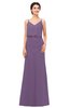 ColsBM Sasha Eggplant Bridesmaid Dresses Column Simple Floor Length Sleeveless Zip up V-neck