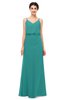 ColsBM Sasha Emerald Green Bridesmaid Dresses Column Simple Floor Length Sleeveless Zip up V-neck