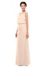 ColsBM Sasha Fresh Salmon Bridesmaid Dresses Column Simple Floor Length Sleeveless Zip up V-neck