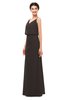 ColsBM Sasha Fudge Brown Bridesmaid Dresses Column Simple Floor Length Sleeveless Zip up V-neck