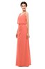 ColsBM Sasha Fusion Coral Bridesmaid Dresses Column Simple Floor Length Sleeveless Zip up V-neck