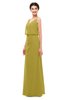 ColsBM Sasha Golden Olive Bridesmaid Dresses Column Simple Floor Length Sleeveless Zip up V-neck