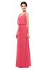 ColsBM Sasha Guava Bridesmaid Dresses Column Simple Floor Length Sleeveless Zip up V-neck