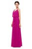 ColsBM Sasha Hot Pink Bridesmaid Dresses Column Simple Floor Length Sleeveless Zip up V-neck