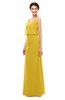 ColsBM Sasha Lemon Curry Bridesmaid Dresses Column Simple Floor Length Sleeveless Zip up V-neck