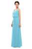 ColsBM Sasha Light Blue Bridesmaid Dresses Column Simple Floor Length Sleeveless Zip up V-neck