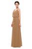 ColsBM Sasha Light Brown Bridesmaid Dresses Column Simple Floor Length Sleeveless Zip up V-neck