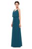 ColsBM Sasha Moroccan Blue Bridesmaid Dresses Column Simple Floor Length Sleeveless Zip up V-neck