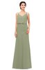 ColsBM Sasha Moss Green Bridesmaid Dresses Column Simple Floor Length Sleeveless Zip up V-neck