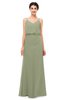 ColsBM Sasha Moss Green Bridesmaid Dresses Column Simple Floor Length Sleeveless Zip up V-neck