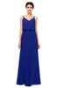 ColsBM Sasha Nautical Blue Bridesmaid Dresses Column Simple Floor Length Sleeveless Zip up V-neck