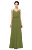 ColsBM Sasha Olive Green Bridesmaid Dresses Column Simple Floor Length Sleeveless Zip up V-neck