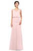 ColsBM Sasha Pastel Pink Bridesmaid Dresses Column Simple Floor Length Sleeveless Zip up V-neck
